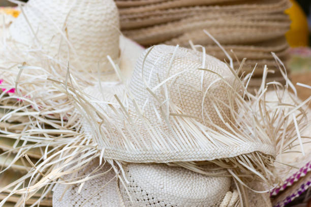 istock Palm leaf white hat the product create by Thai handmade product 1179718533
