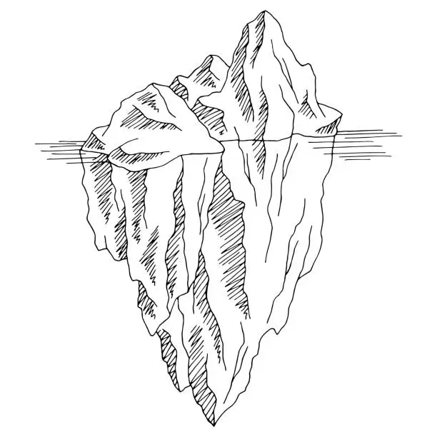 Vector illustration of Iceberg graphic black white isolated sketch illustration vector