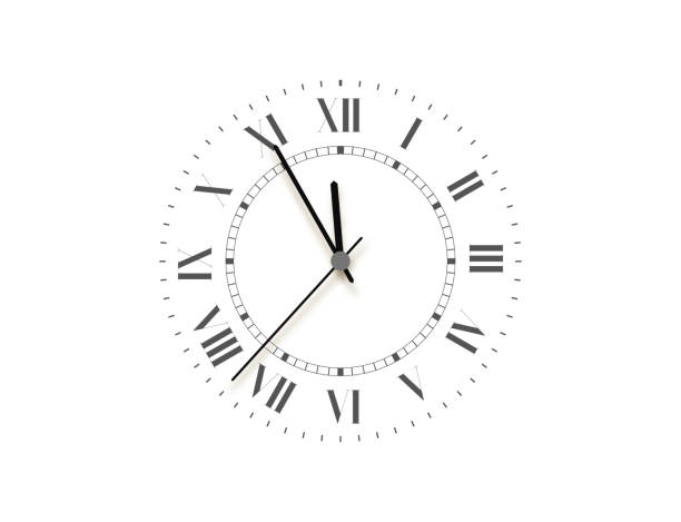ilustraciones, imágenes clip art, dibujos animados e iconos de stock de reloj de cara negra, cinco minutos para la medianoche. reloj vectorial - clock face alarm clock clock minute hand