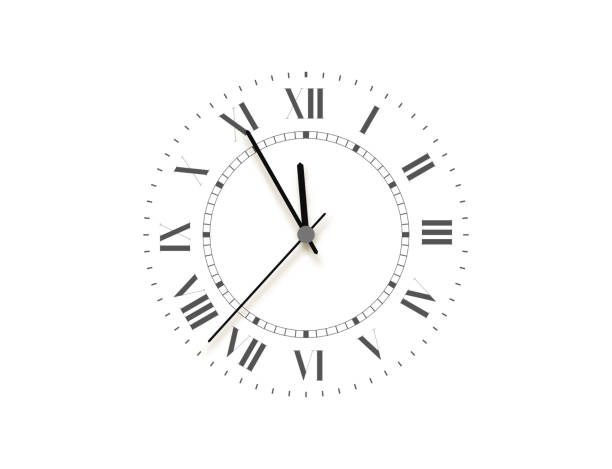 illustrazioni stock, clip art, cartoni animati e icone di tendenza di orologio faccia nera, cinque minuti a mezzanotte. orologio vettoriale - clock clock face clock hand isolated