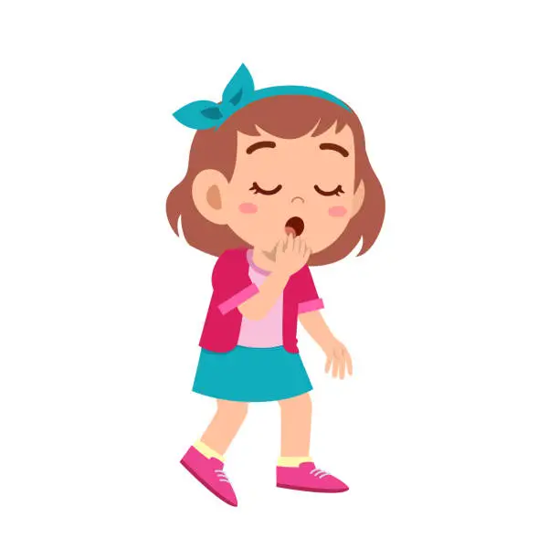 Vector illustration of cute kid teen girl show facial expression