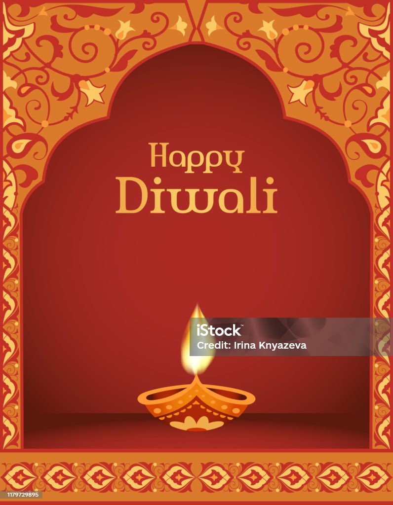 Happy Diwali Greeting Card Template Stock Illustration - Download ...