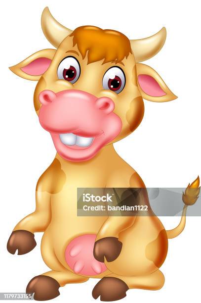 Funny Brown Cow Cartoon Stock Illustration - Download Image Now - Animal,  Animal Stage, Animal Wildlife - iStock