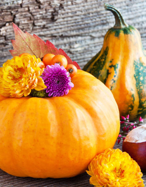 istock Seasonal autumn decoration with pumpkins 1179733227