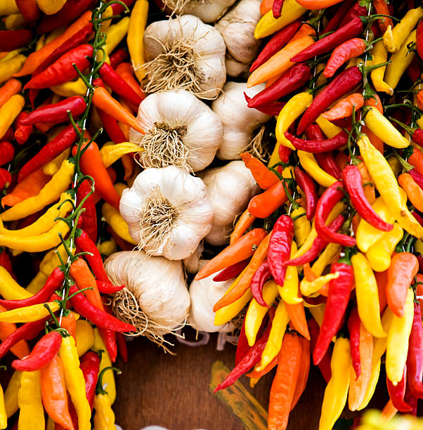 Big bunch of red hot chilli pepper stock photo