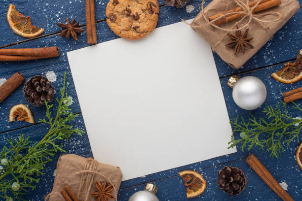 istock Winter holiday background, Christmas square card, Christmas background. Flatlay, layout for design 1179735643