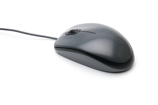 mouse del computer su sfondo bianco - trackball foto e immagini stock