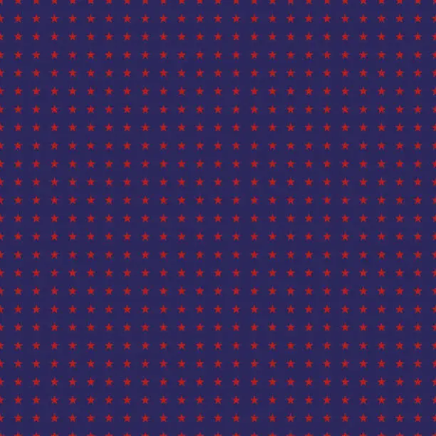 Vector illustration of Red geometric stars seamless pattern on blue background - Fabric designs, background, wallpaper etc.