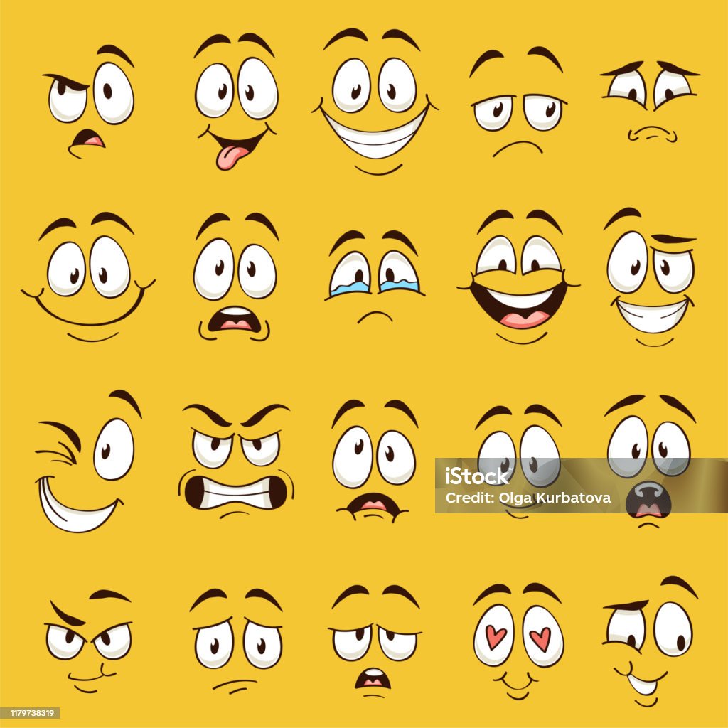 Cartoon Faces Funny Face Expressions Caricature Emotions Cute ...