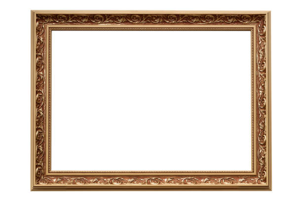Vintage wooden gold frame Template for your project - luxury golden classic painting frame isolated on a white background (high details) art deco photos stock pictures, royalty-free photos & images