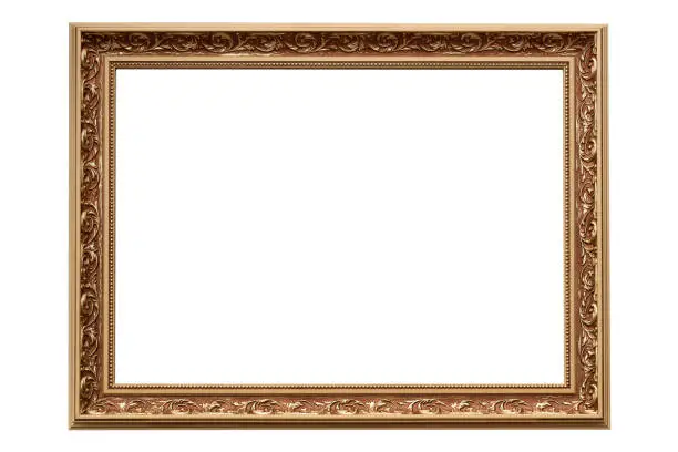 Template for your project - luxury golden classic painting frame isolated on a white background (high details)