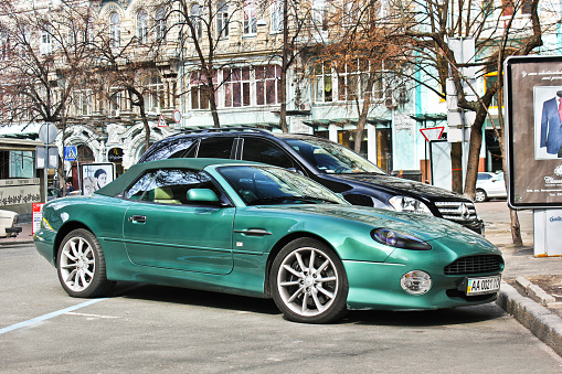 Kiev, Ukraine; September 23, 2011. Luxury british car Aston Martin DB7 Vantage Volante