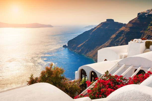 istock Beautiful sunset on Santorini island, Greece. 1179740268