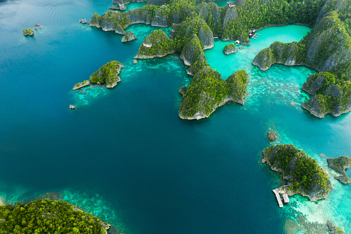 High angle shot of the wonderful Raja Ampat Islands in Indonesia
