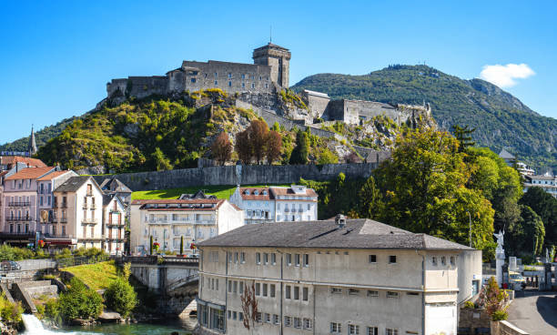 Lourdes in  the french Pyrenees Lourdes in  the french Pyrenees fortified wall photos stock pictures, royalty-free photos & images