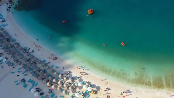 istock Marble Beach (Saliara Beach) in Thassos island in Greece - Aerial View 1179746073