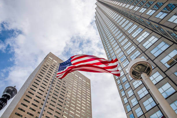 istock American flag waving in Downtown Miami - Florida (US) 1179747861