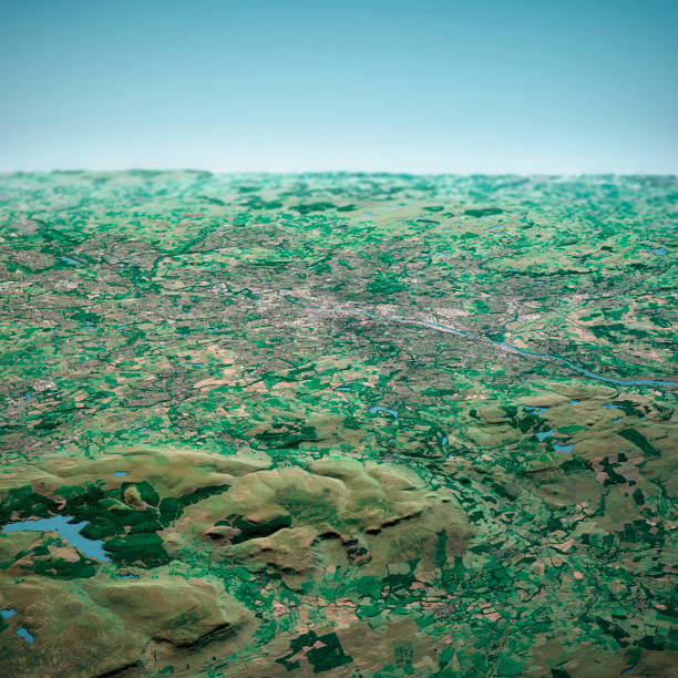 istock Glasgow Scotland 3D Render Aerial Horizon View From North Sep 2019 1179748404
