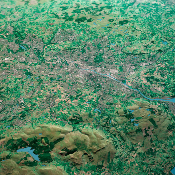 istock Glasgow Scotland 3D Render Aerial Landscape View From North Sep 2019 1179748431