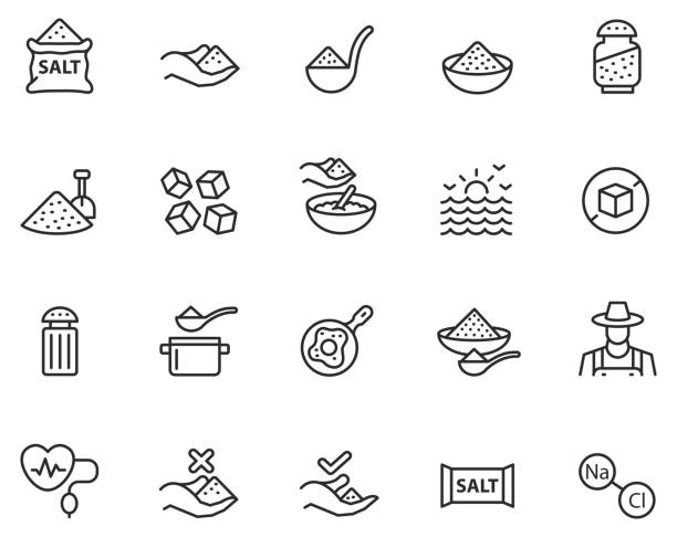 zestaw ikon soli - salt stock illustrations