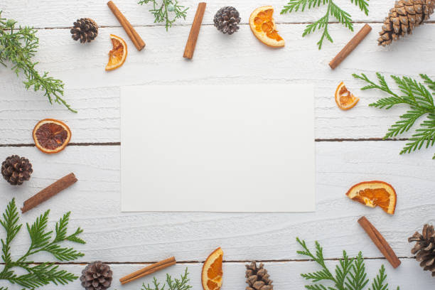 istock Christmas composition with with empty space and fir branches and pine cones. Flat lay, top view 1179753514