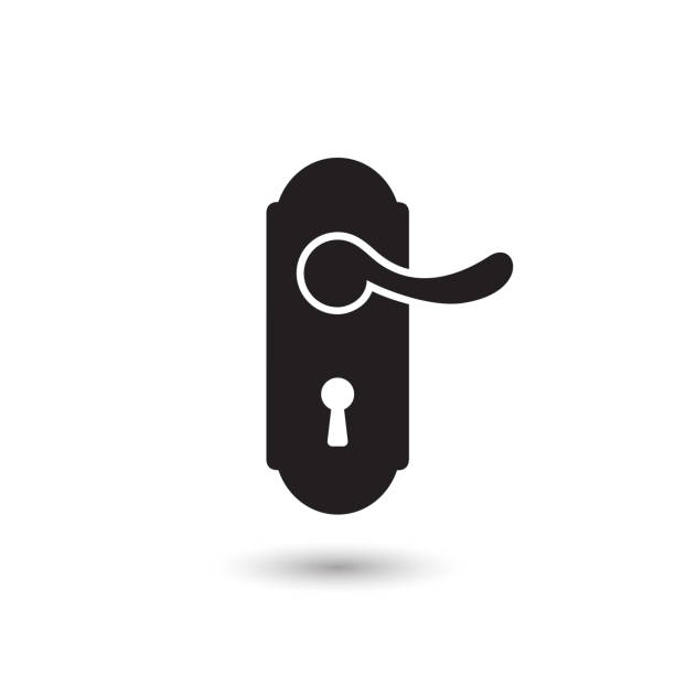 stockillustraties, clipart, cartoons en iconen met lock vector icoon, deur handvat icoon in trendy platte stijl. vector - deurknop