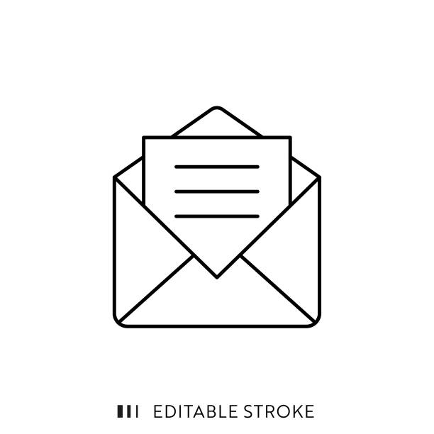 編集可能なストロークとピクセルパーフェクトを持つメールアイコン。 - mail envelope communication global communications点のイラスト素材／クリップアート素材／マンガ素材／アイコン素材
