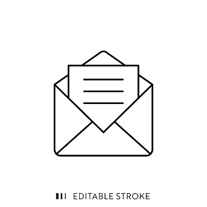 Mail Icon with Editable Stroke and Pixel Perfect.
