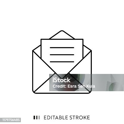 istock Mail Icon with Editable Stroke and Pixel Perfect. 1179756485
