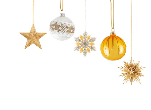 hangende kerst ornamenten - piek kerstversiering stockfoto's en -beelden