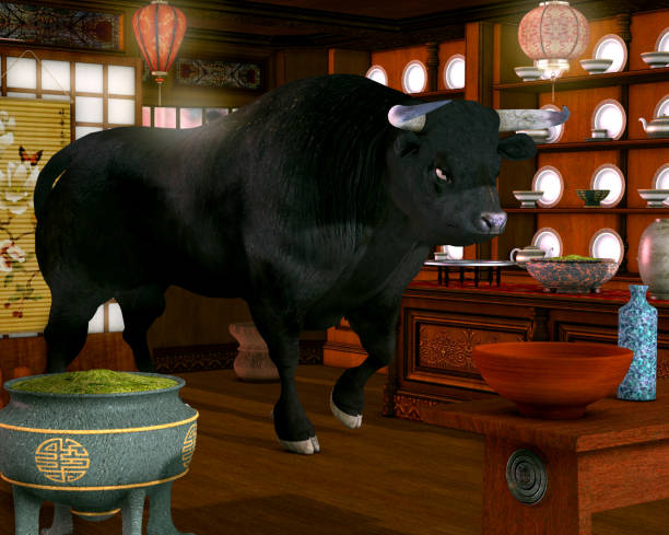istock Visualization of a bull in a china shop 1179759949