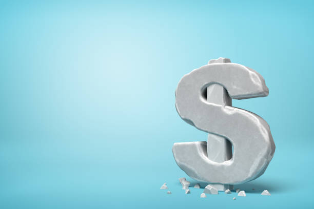 istock 3d rendering of stone concrete dollar sign on blue background 1179761032
