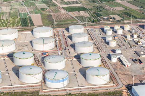 istock White oil tanks for storing fuel 1179761520