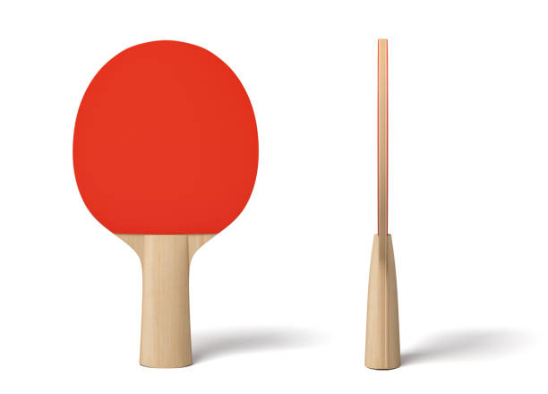 istock 3d close-up rendering of ping pong racket with wooden handle and red rubber on white background. 1179761718