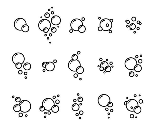 kolekcja pęcherzyków ikony wektor - soap sud bubble cleaning water stock illustrations