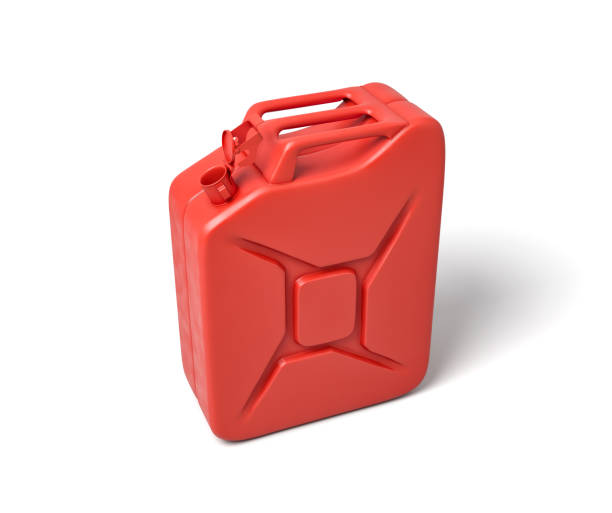 istock 3d rendering of open red gas can isolated on white background. 1179767531