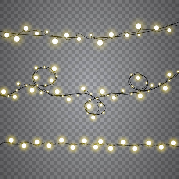 istock Christmas lights isolated realistic design elements. Glowing lights for Xmas Holiday cards, banners, posters, web design. Garlands decorations. Vector illustration 1179769025