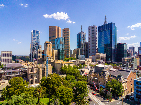 Melbourne CBD and city skyline viewed from the eastern side of the city