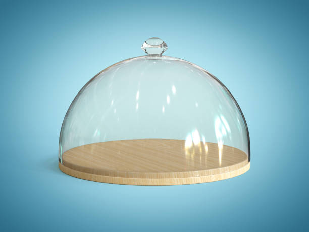 istock Glass dome on the wooden plate , 3d rendering 1179770406