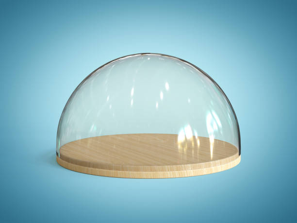 istock Glass dome on the wooden plate , 3d rendering 1179770471