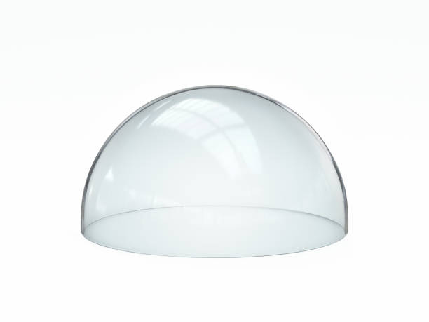 стеклянный купол изолирован на белом фоне - sphere glass bubble three dimensional shape стоковые фото и изображения