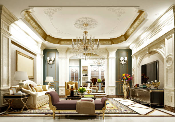 istock 3d render  classic home interior living and dining room 1179771745