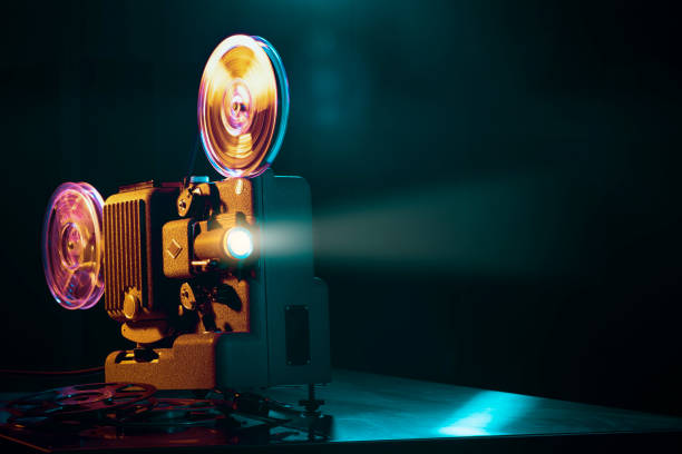 istock Vintage film projector and film screening 1179771797