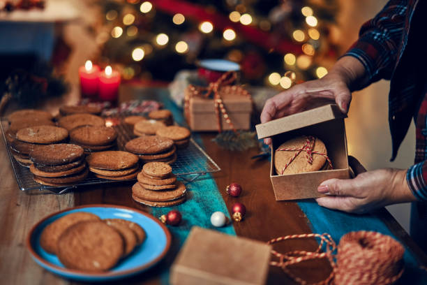 Wrapping and Decorating Cookies for Christmas as a Gift