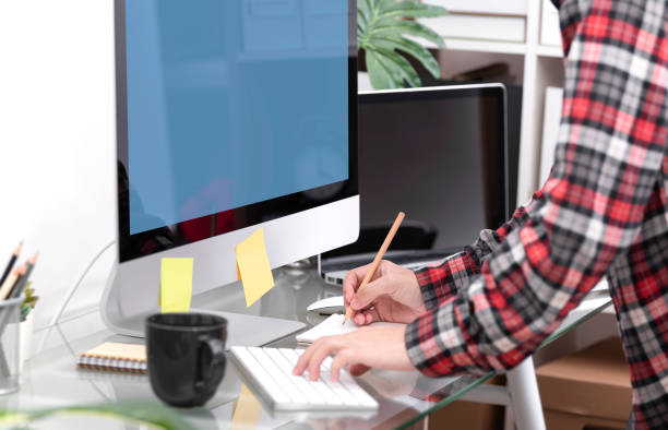 istock Business hand typing on computer keyboard for searching information on office desktop. 1179779959