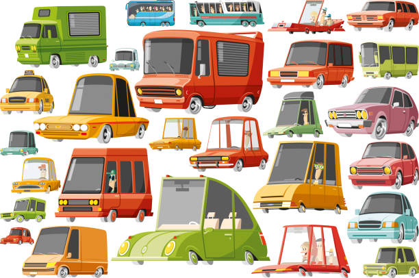 auto-set - van mechanic mini van repairman stock-grafiken, -clipart, -cartoons und -symbole