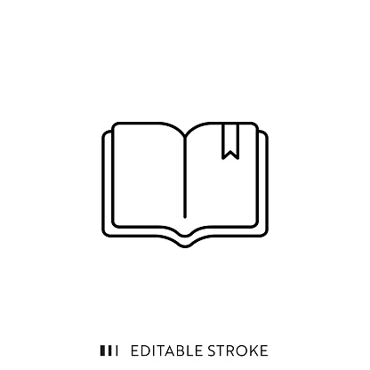 Book Icon with Editable Stroke and Pixel Perfect.