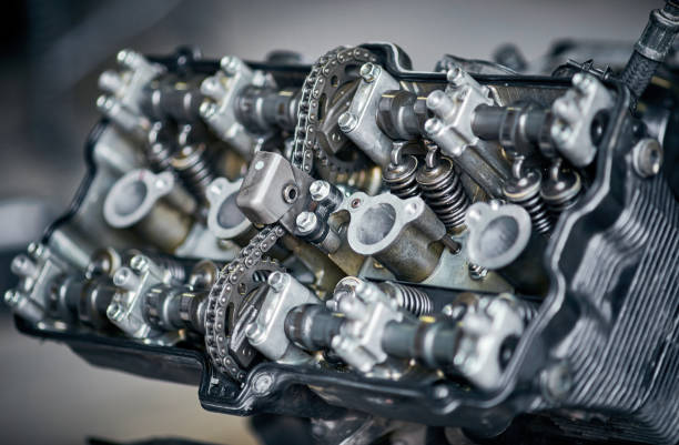 istock Motorcycle four-cylinder engine during repair at the service. 1179781825