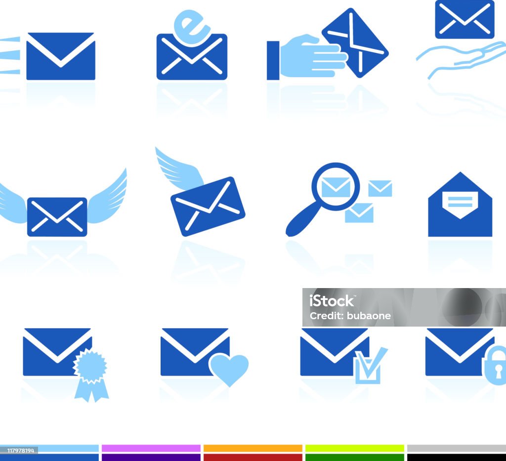 Wiadomość e-mail i komunikacji kolor Wektor zestaw ikon royalty-free - Grafika wektorowa royalty-free (List - dokument)