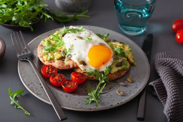 istock breakfast avocado sandwich with fried egg and tomato 1179782600